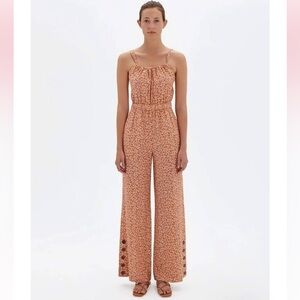 Jonathan Simkhai Serenity Brown Textured Dot Jumpsuit Size XS NWT Revolve Boho